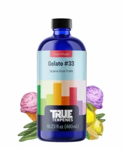 True Terpenes Gelato #33 – perfil de terpenos botánicos de grado alimenticio distribuido en Argentina