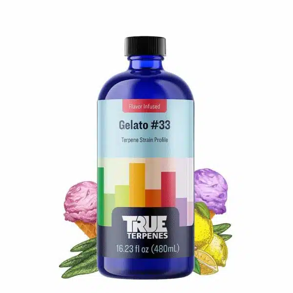 True Terpenes Gelato #33 – perfil de terpenos botánicos de grado alimenticio distribuido en Argentina